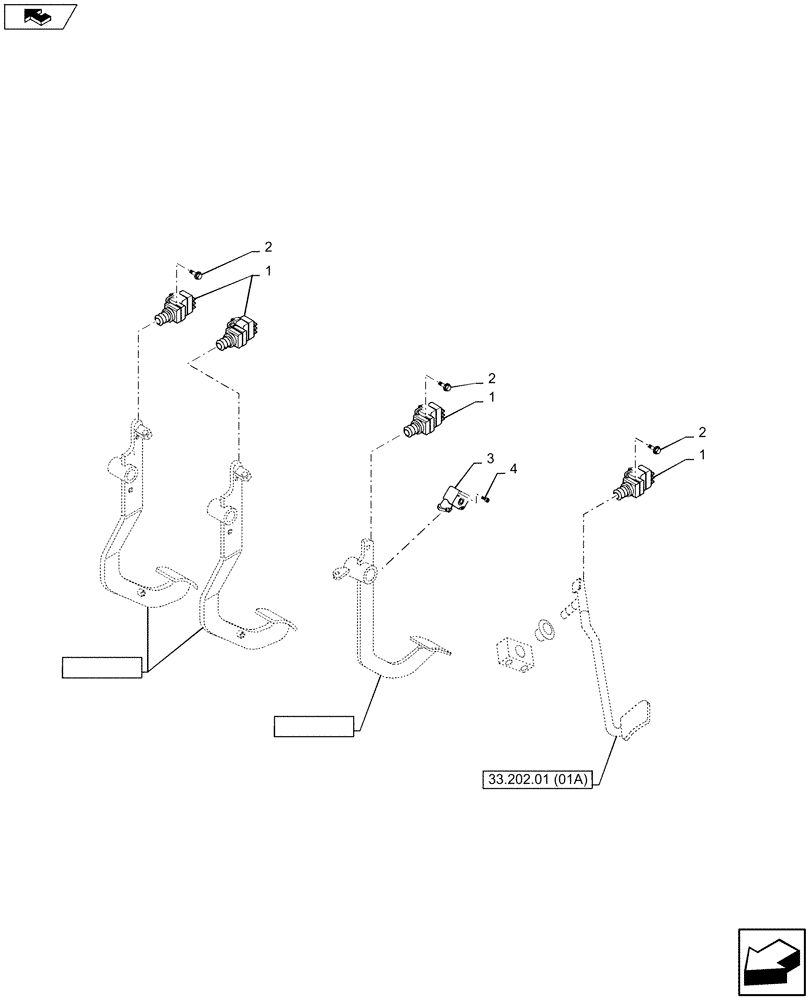 Схема запчастей Case IH PUMA 160 - (55.512.01) - BRAKE SYSTEM AND CLUTCH PEDAL SWITCHES (55) - ELECTRICAL SYSTEMS