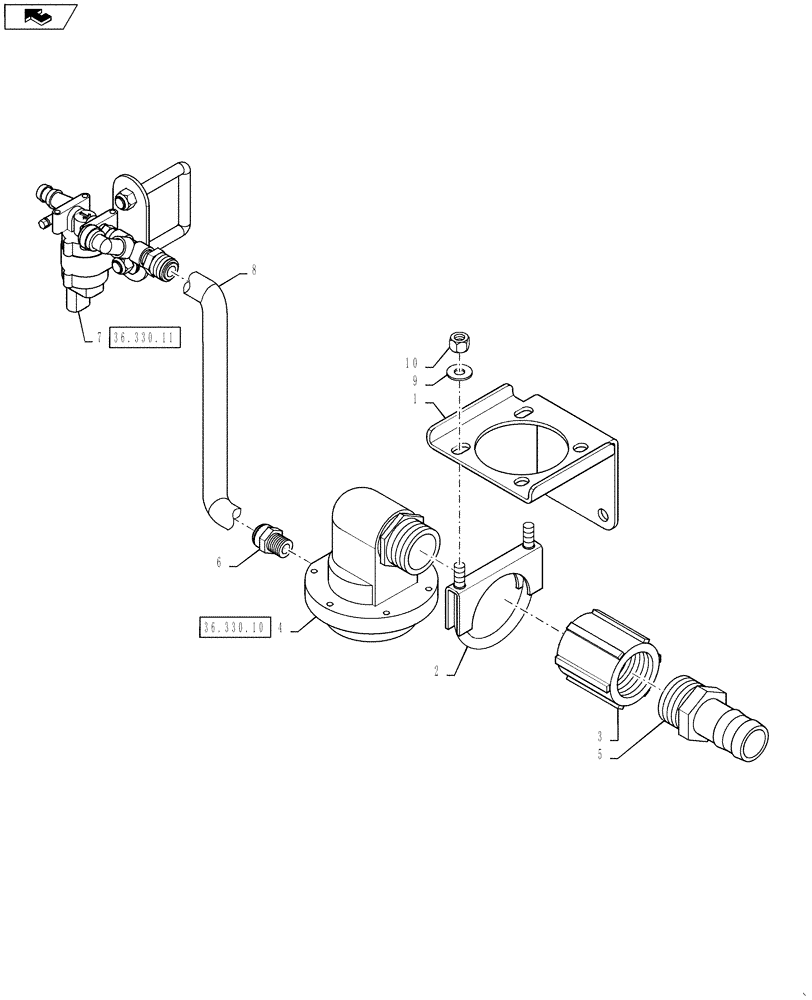 Схема запчастей Case IH 4430 - (36.330.09) - FOAM MARKER CHAMBER GROUP, RH (36) - PNEUMATIC SYSTEM