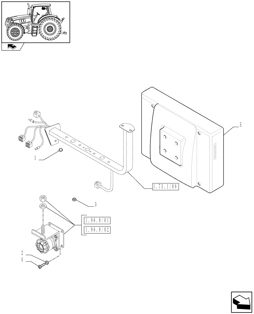 Схема запчастей Case IH PUMA 225 - (1.75.1/09) - (VAR.343) VIRTUAL TERMINAL AFS PRO600 MOUNTED ON IMPLEMENT BRACKET (06) - ELECTRICAL SYSTEMS