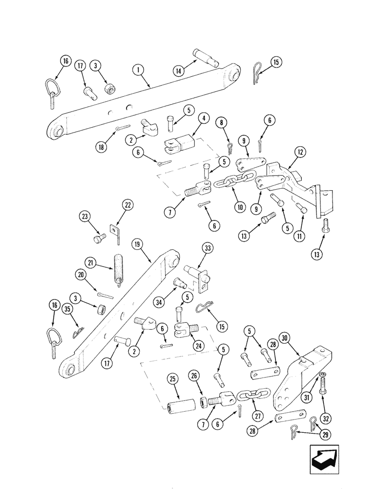 Схема запчастей Case IH 695 - (9-118) - THREE POINT HITCH , FIXED LOWER LINKS (09) - CHASSIS/ATTACHMENTS