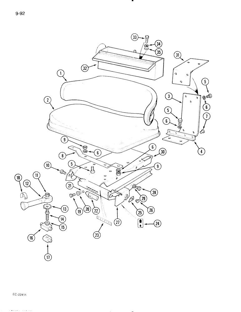 Схема запчастей Case IH 695 - (9-092) - SUSPENSION SEAT, TRACTOR WITHOUT CAB (09) - CHASSIS/ATTACHMENTS