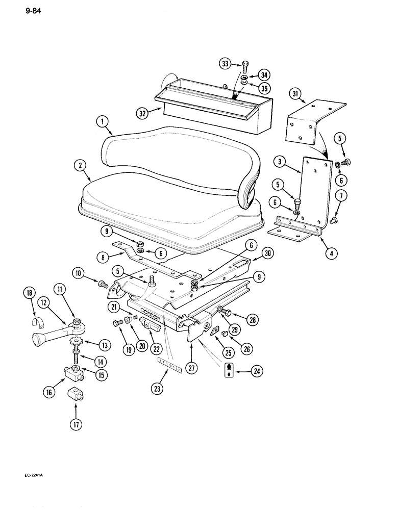 Схема запчастей Case IH 995 - (9-084) - SUSPENSION SEAT, TRACTOR WITHOUT CAB (09) - CHASSIS/ATTACHMENTS