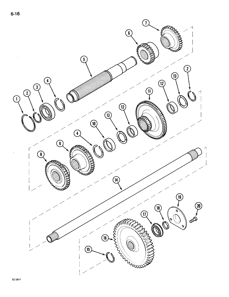 Схема запчастей Case IH 695 - (6-016) - SPEED TRANSMISSION COUNTERSHAFT, WITH CREEPER (06) - POWER TRAIN