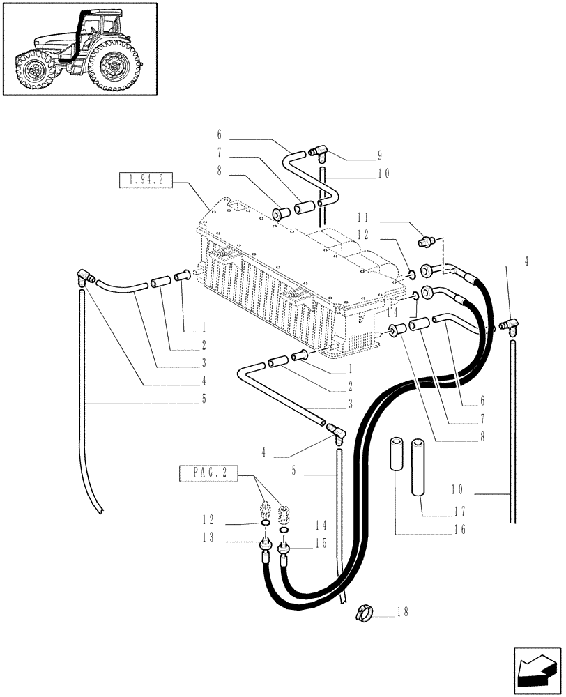 Схема запчастей Case IH MXM130 - (1.17.0/86[01]) - PIPES FOR AIR CONDITIONING (02) - ENGINE EQUIPMENT