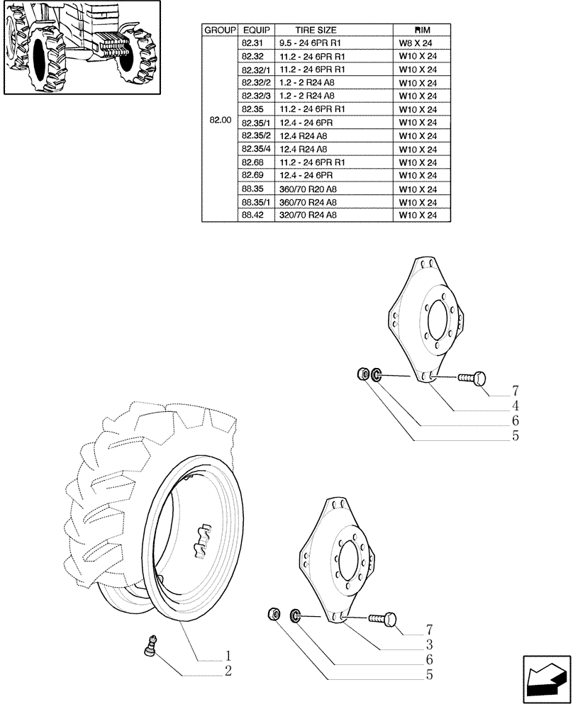 Схема запчастей Case IH JX70U - (82.00[02]) - DRIVE WHEEL RIM (4WD) (11) - WHEELS/TRACKS