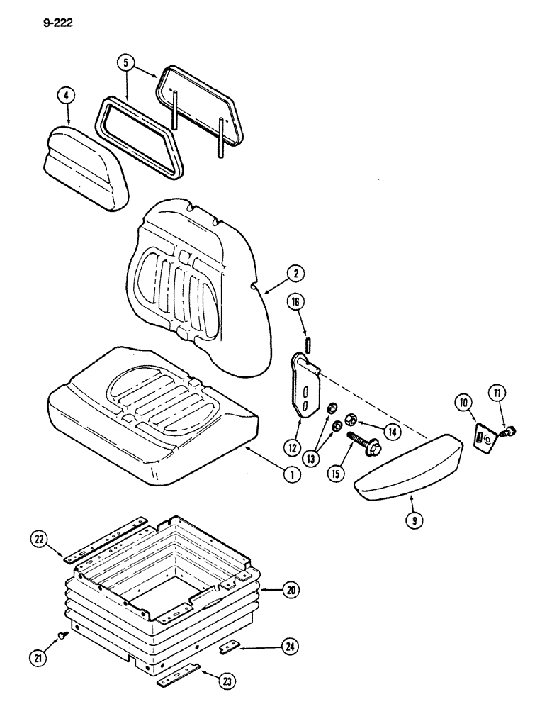 Схема запчастей Case IH 1620 - (9-222) - SEAT ASSEMBLY, GRAMMER (10) - CAB & AIR CONDITIONING