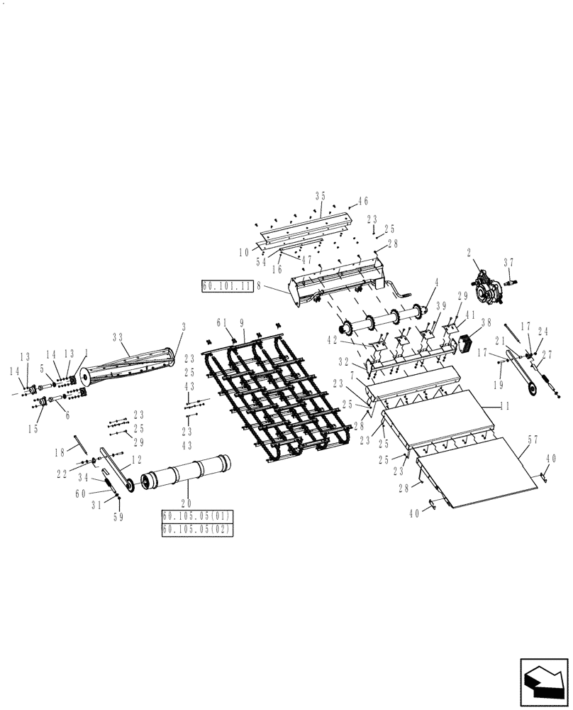 Схема запчастей Case IH 9120 - (60.110.06[02]) - FEEDER FLOOR AND CHAINS - WITH ROCK TRAP (60) - PRODUCT FEEDING