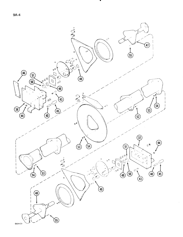 Схема запчастей Case IH 1020 - (9A-04) - 6 BAT REEL, STEEL TINES OR REAR MOUNTED PLASTIC TINES (58) - ATTACHMENTS/HEADERS