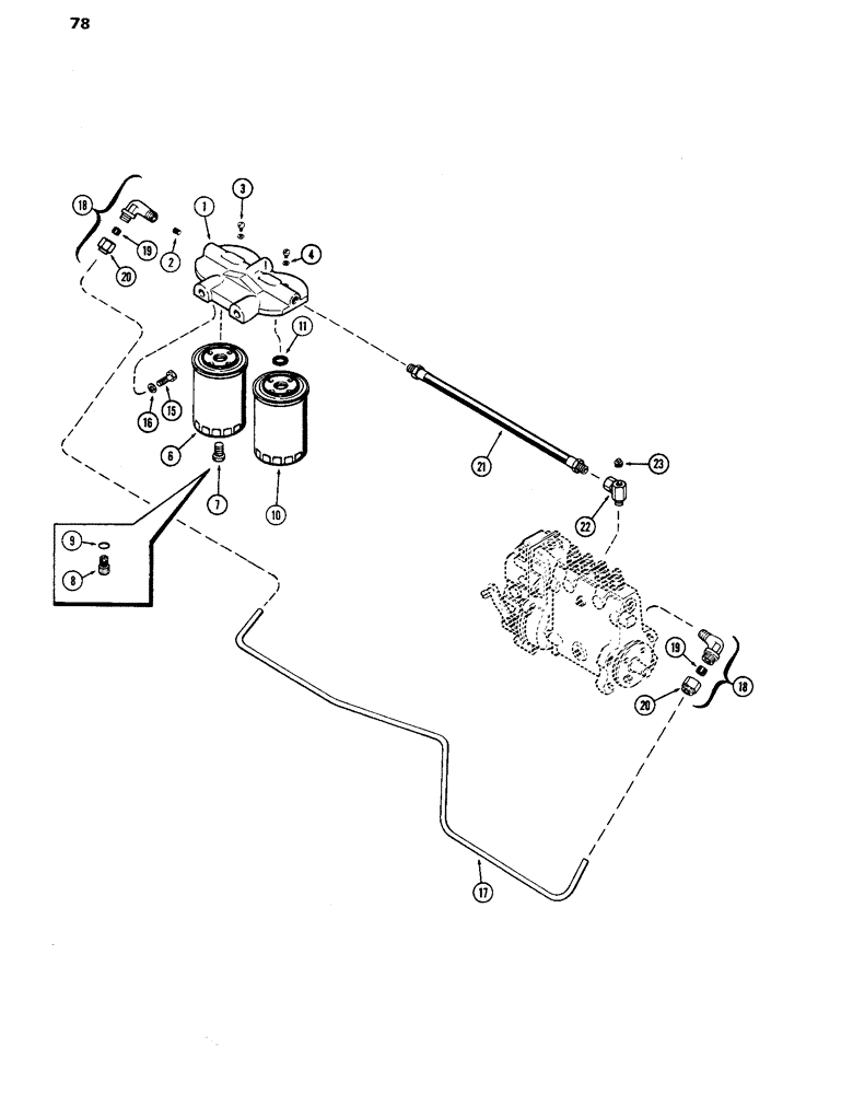 Схема запчастей Case IH 770 - (078) - FUEL INJECTION FILTER SYSTEM, 267B DIESEL ENGINE (03) - FUEL SYSTEM