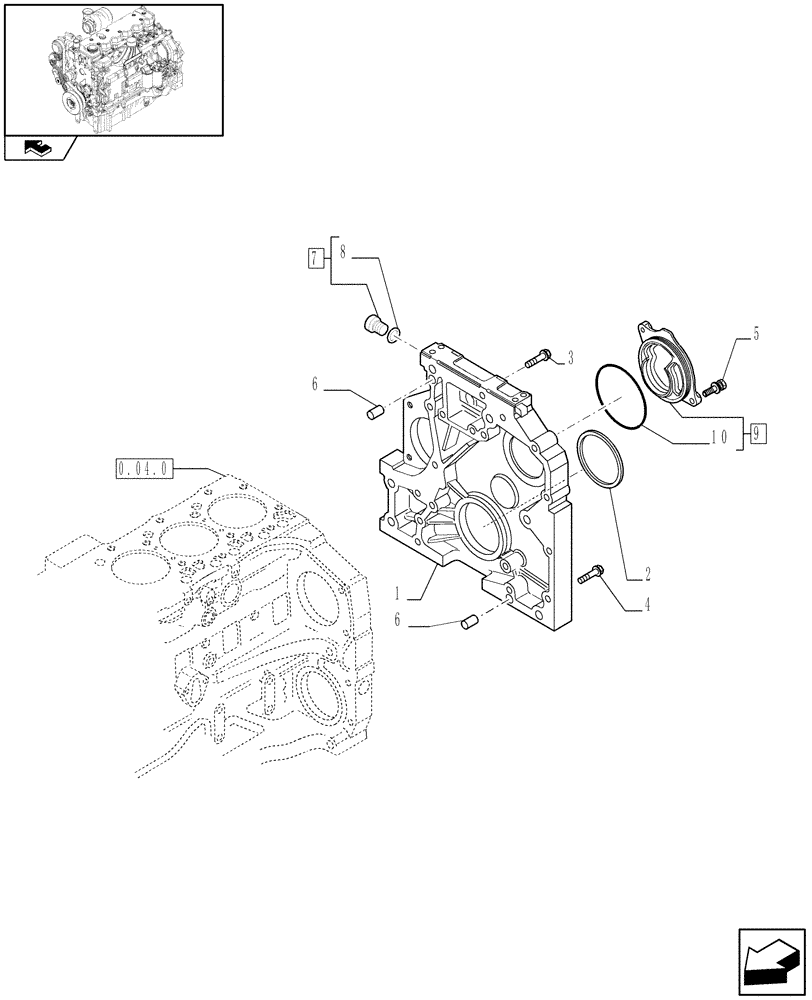 Схема запчастей Case IH PUMA 125 - (0.04.3) - CRANKCASE COVERS (01) - ENGINE