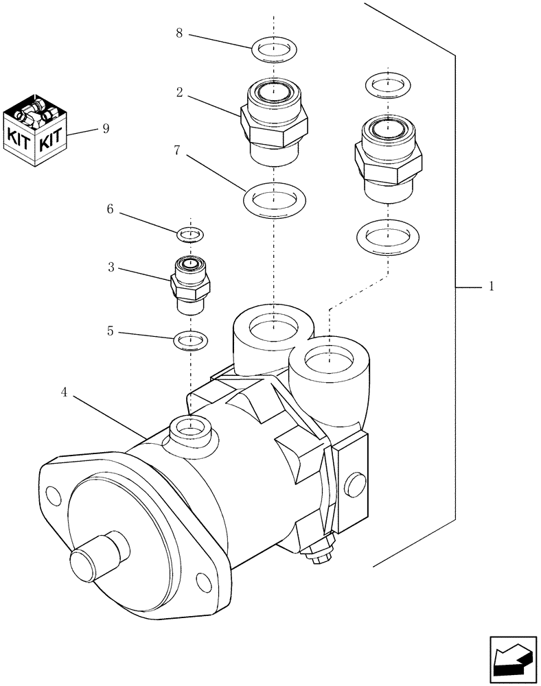 Схема запчастей Case IH 7230 - (35.910.06) - MOTOR, HEADER - FEEDER (35) - HYDRAULIC SYSTEMS