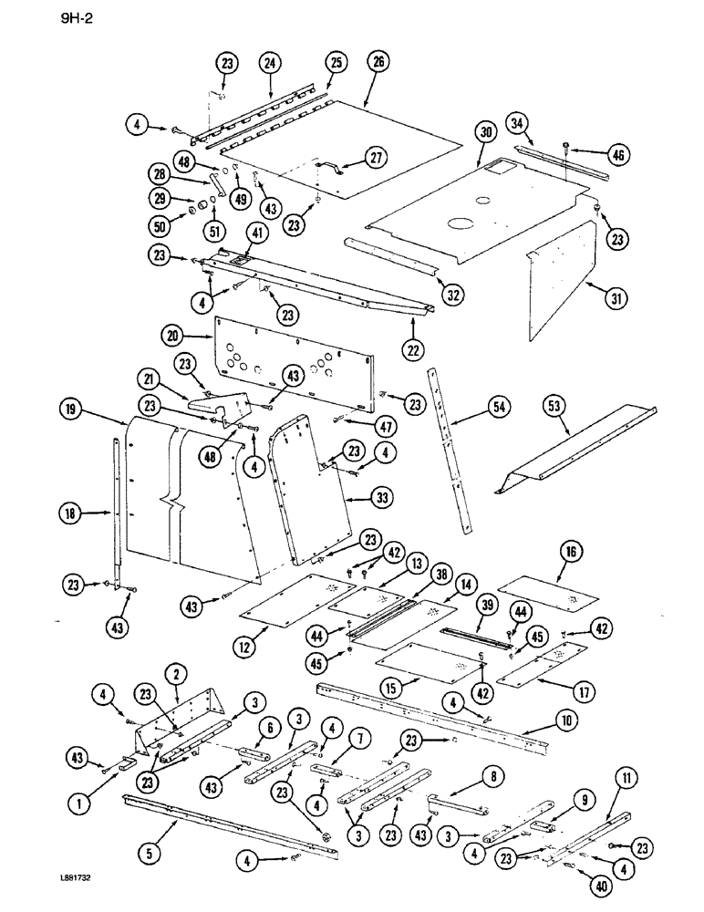 Схема запчастей Case IH 1640 - (9H-02) - ENGINE SHIELD AND SERVICE DECK (12) - CHASSIS