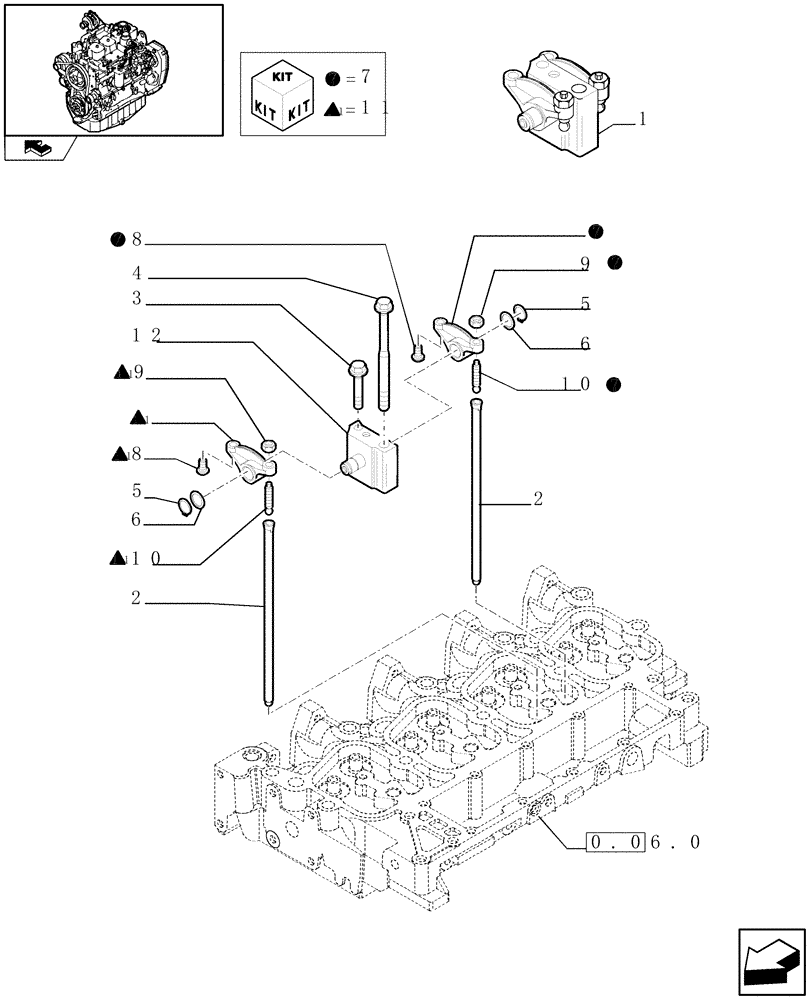 Схема запчастей Case IH F4GE9484A J600 - (0.06.6) - ROCKER SHAFT (2852867) 