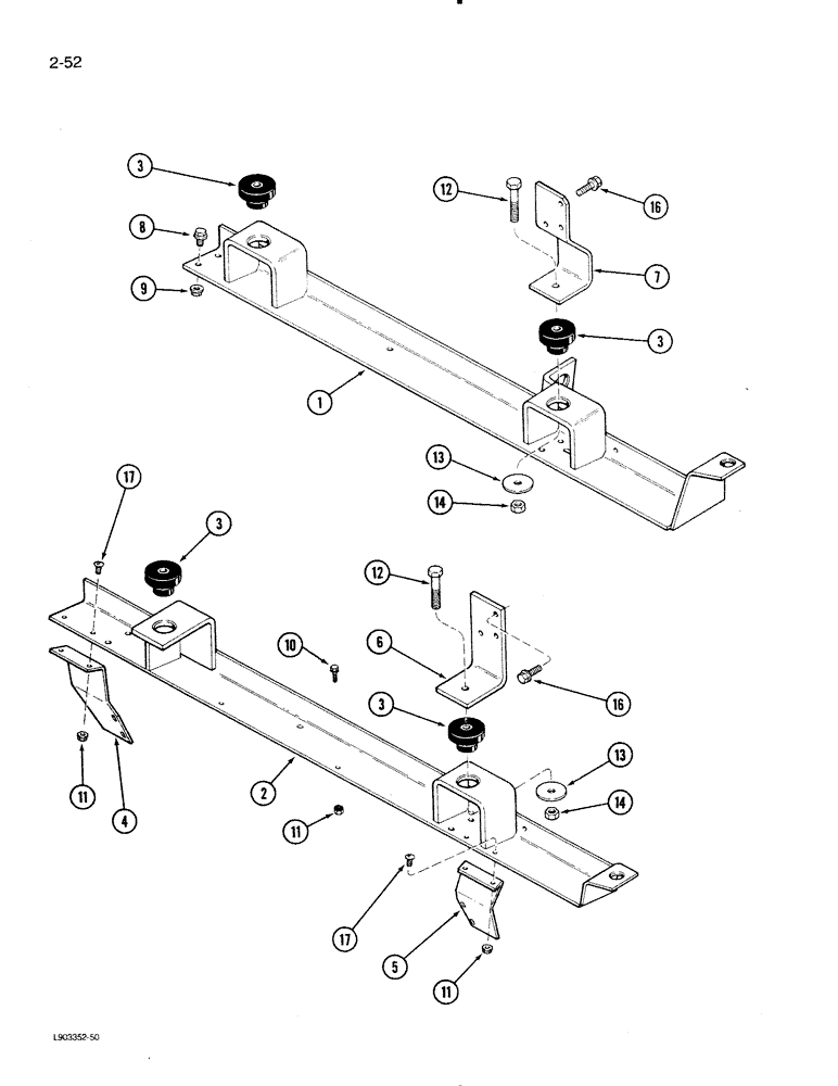 Схема запчастей Case IH 1620 - (2-52) - ENGINE RAILS AND SUPPORTS (01) - ENGINE