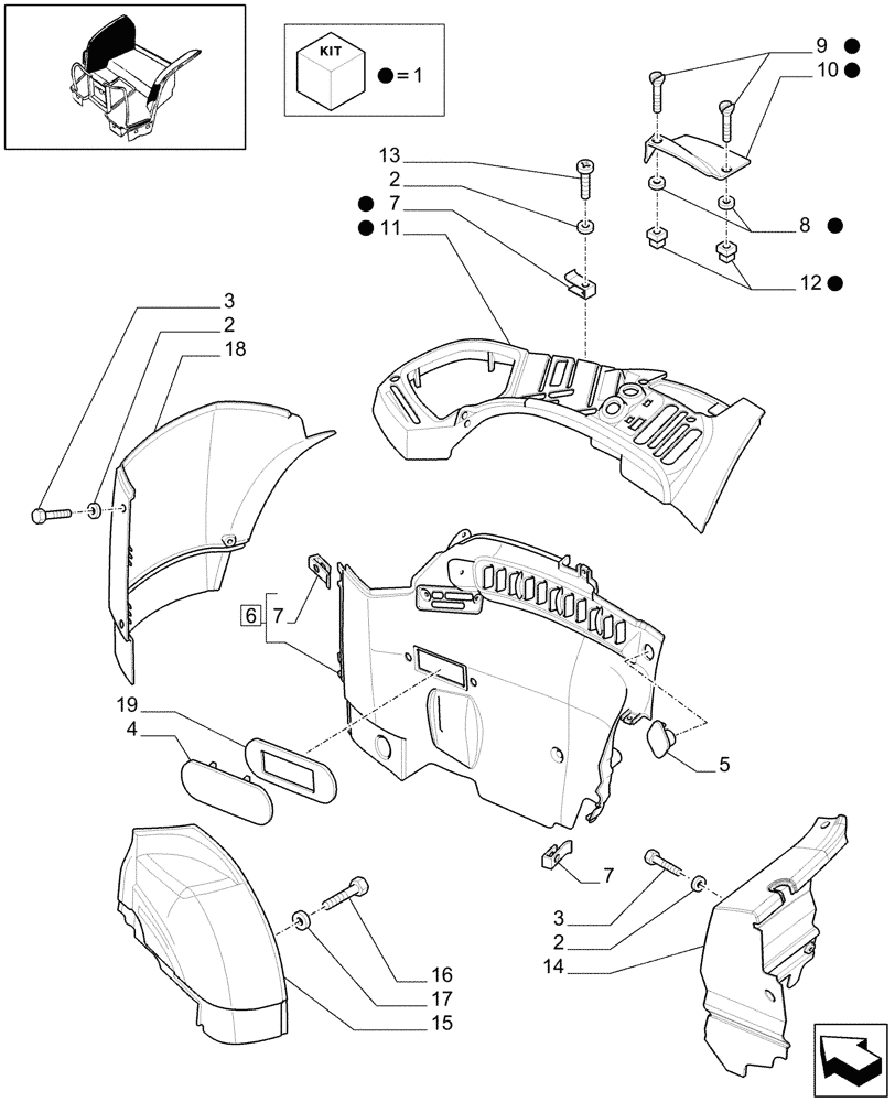 Схема запчастей Case IH MXU125 - (1.93.0[01]) - CONTROLS COVER (L/CAB) - C5684 (10) - OPERATORS PLATFORM/CAB