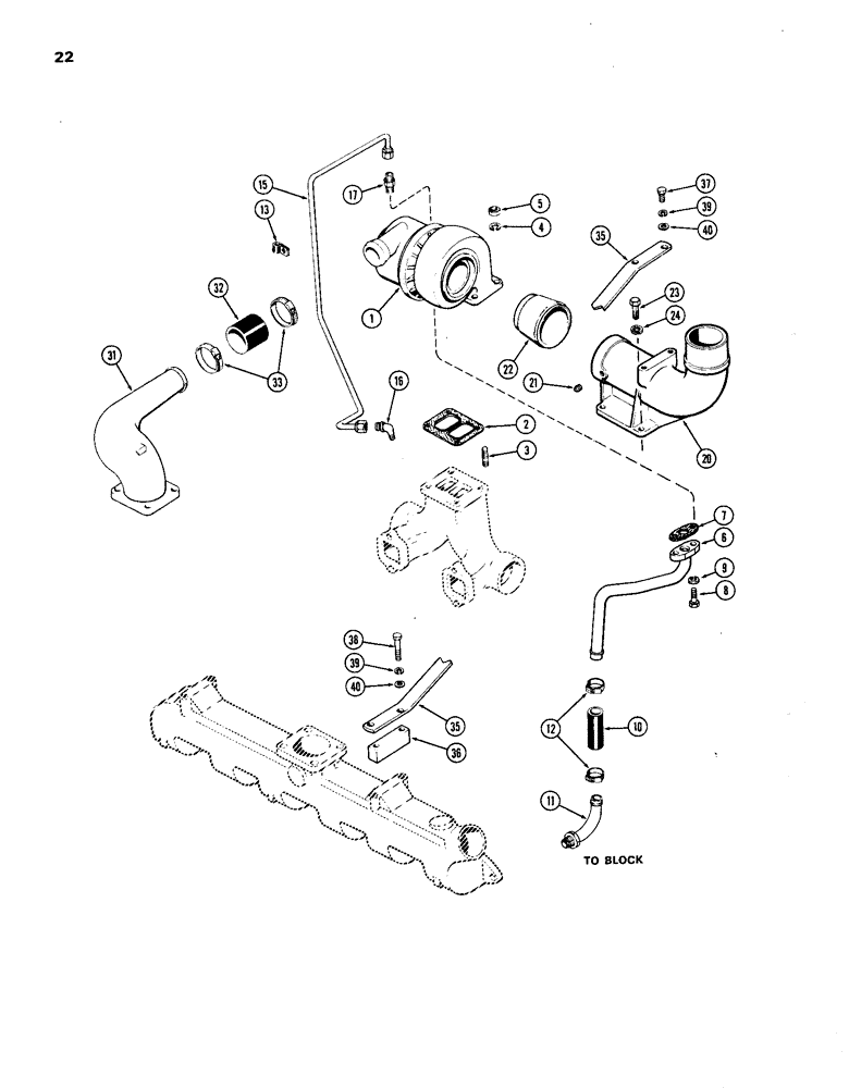 Схема запчастей Case IH 1270 - (022) - TURBO-CHARGER SYSTEM, 451 BDT, DIESEL ENGINE (02) - ENGINE