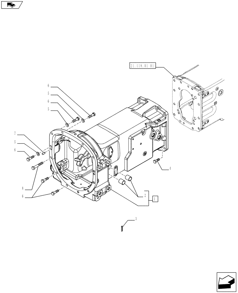 Схема запчастей Case IH FARMALL 75C - (21.110.01) - TRACTOR BODY - GEARBOX HOUSING (21) - TRANSMISSION