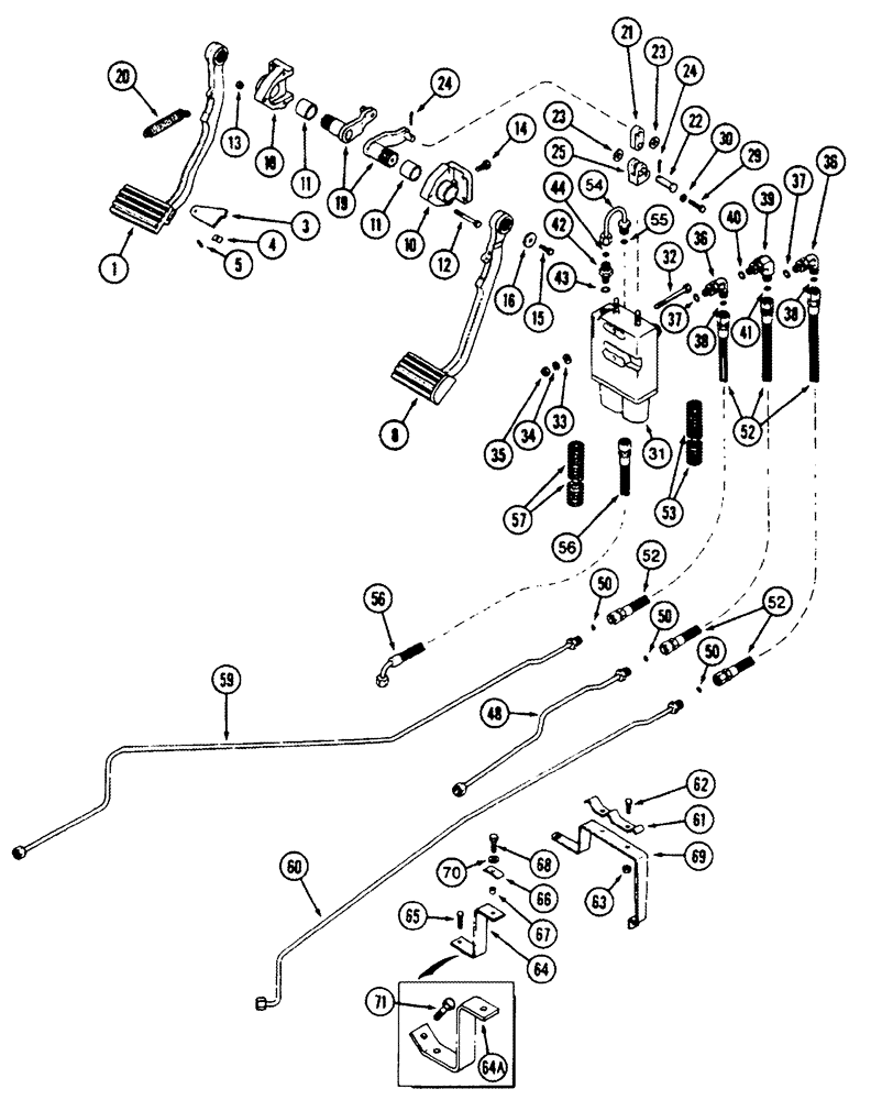 Схема запчастей Case IH 8930 - (7-002) - BRAKE PEDAL SYSTEM (07) - BRAKES