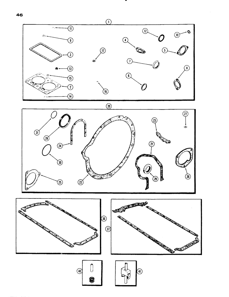 Схема запчастей Case IH 730 SERIES - (046) - ENGINE GASKET KITS, MODEL 730, 267 DIESEL ENGINE (02) - ENGINE