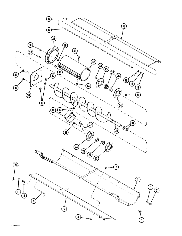 Схема запчастей Case IH 1682 - (9-086) - TAILINGS AUGER TROUGH (09) - CHASSIS ATTACHMENTS