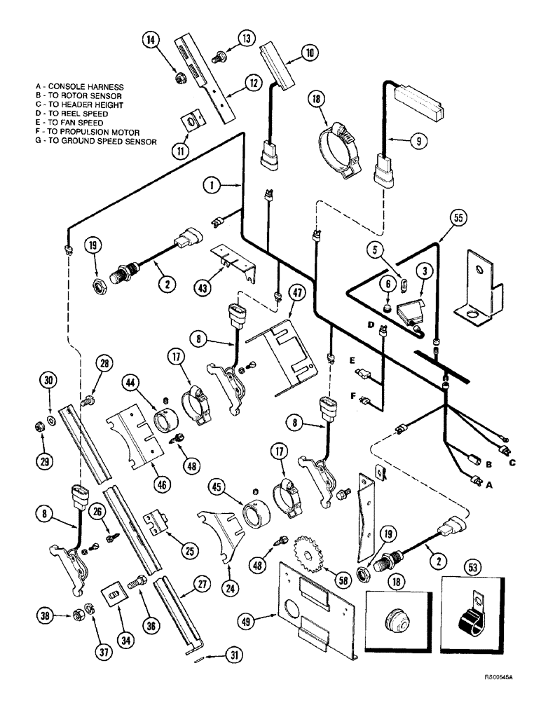 Схема запчастей Case IH 1680 - (4-18) - SHAFT SPEED MONITOR CONTROL HARNESS, COMBINES WITH STRAW CHOPPER (06) - ELECTRICAL