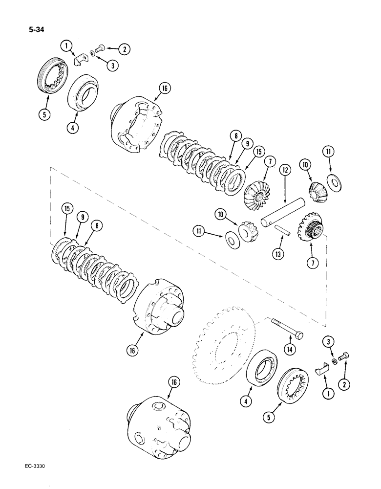 Схема запчастей Case IH 1896 - (5-34) - CARRARO FOUR WHEEL DRIVE FRONT AXLE, P.I.N. 17895962 AND AFTER, DIFFERENTIAL (05) - STEERING