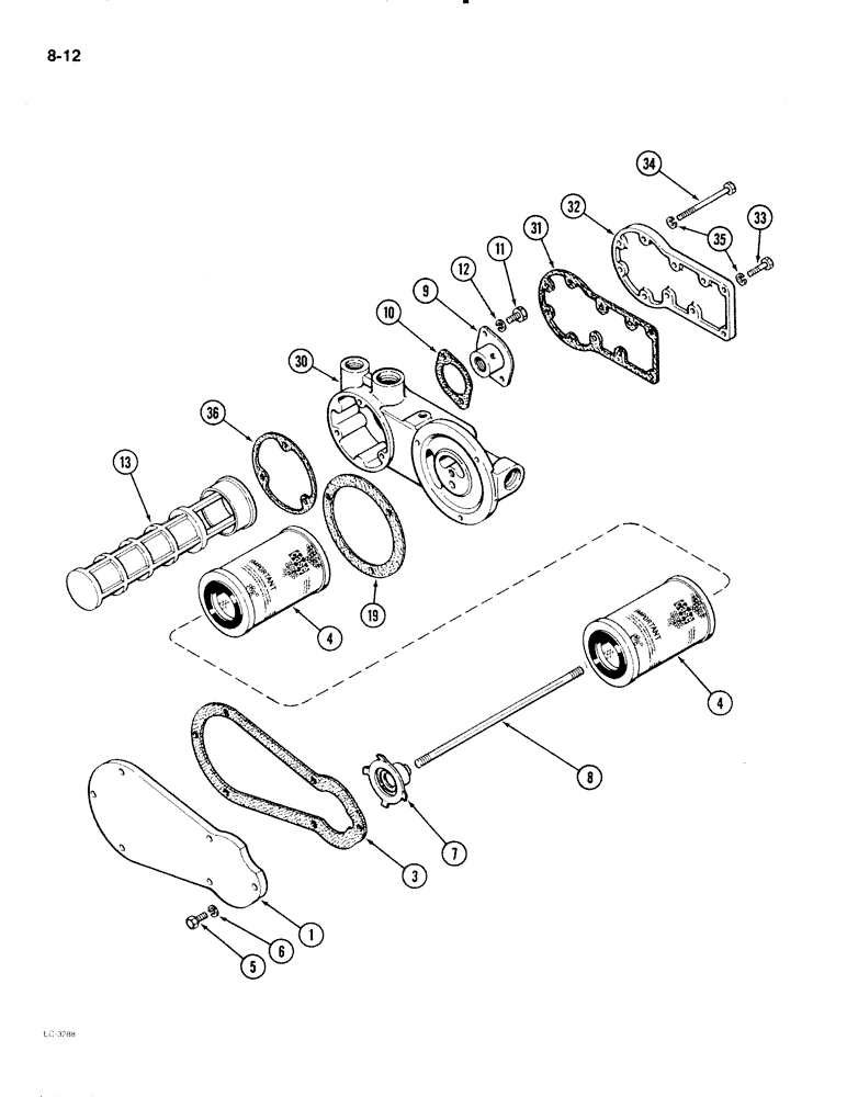 Схема запчастей Case IH 2096 - (8-012) - HYDRAULIC OIL FILTER AND SCREEN (08) - HYDRAULICS