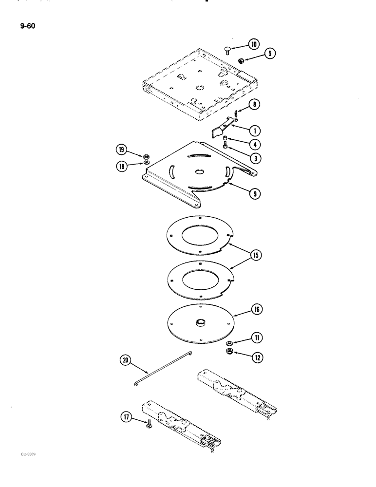 Схема запчастей Case IH 2096 - (9-060) - SEAT SWIVEL KIT (09) - CHASSIS/ATTACHMENTS