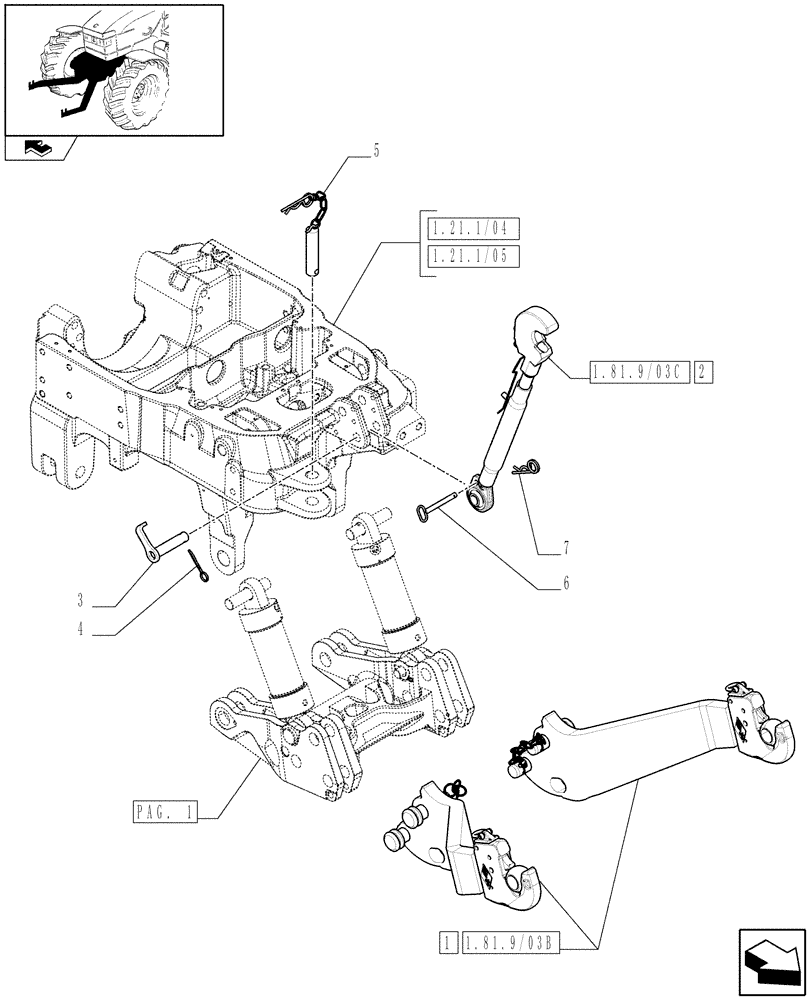 Схема запчастей Case IH PUMA 155 - (1.81.9/06[02]) - INTEGRATED FRONT HPL - IMPLEMENT ATTACHMENT - D6519 (VAR.333648-334648-335648-336831-337831) (07) - HYDRAULIC SYSTEM