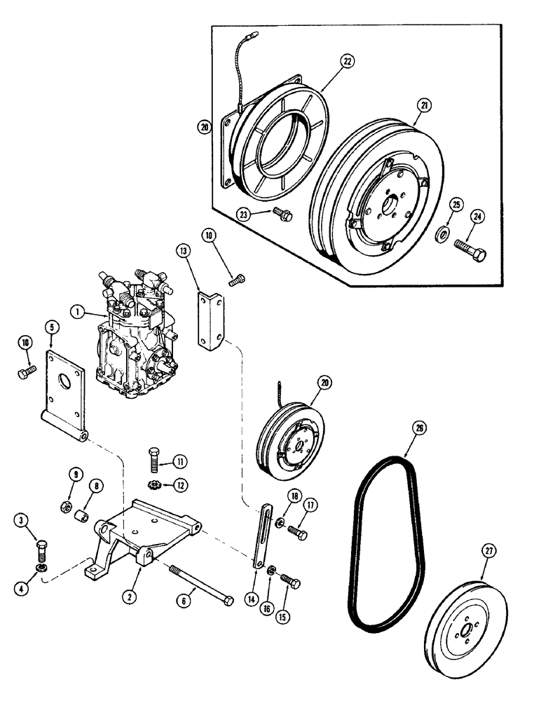 Схема запчастей Case IH 2590 - (9-414) - AIR CONDITIONING, COMPRESSOR MOUNTING AND DRIVE, P.I.N. 9906496 AND AFTER (09) - CHASSIS/ATTACHMENTS