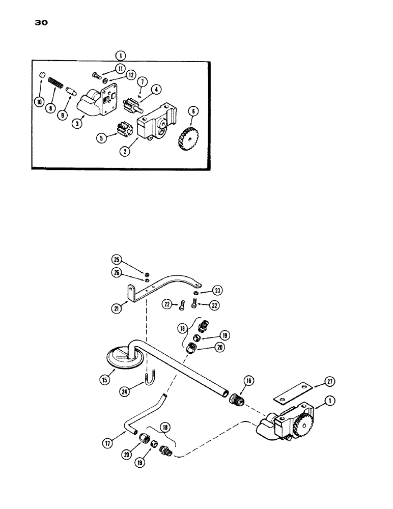 Схема запчастей Case IH 1200 - (030) - OIL PUMP, (451) DIESEL ENGINE, FRONT MOUNTED, FIRST USED ENGINE SERIAL NUMBER 2202205 (02) - ENGINE