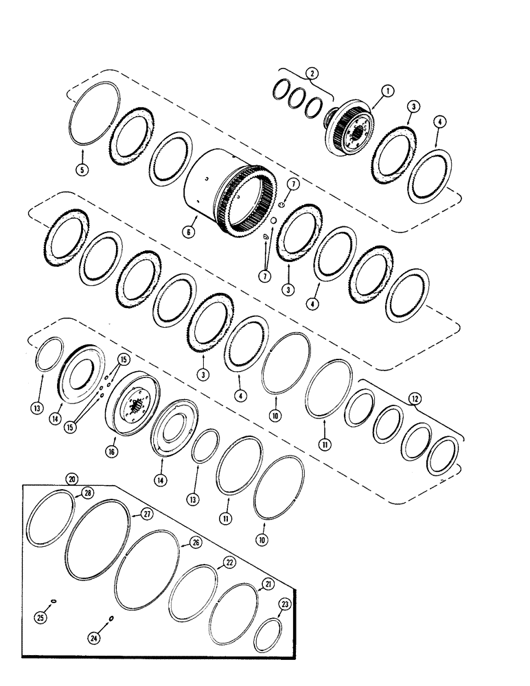 Схема запчастей Case IH 2870 - (196) - (C3) CLUTCHES, USED PRIOR TO TRANSMISSION SERIAL NUMBER 10052240 (06) - POWER TRAIN