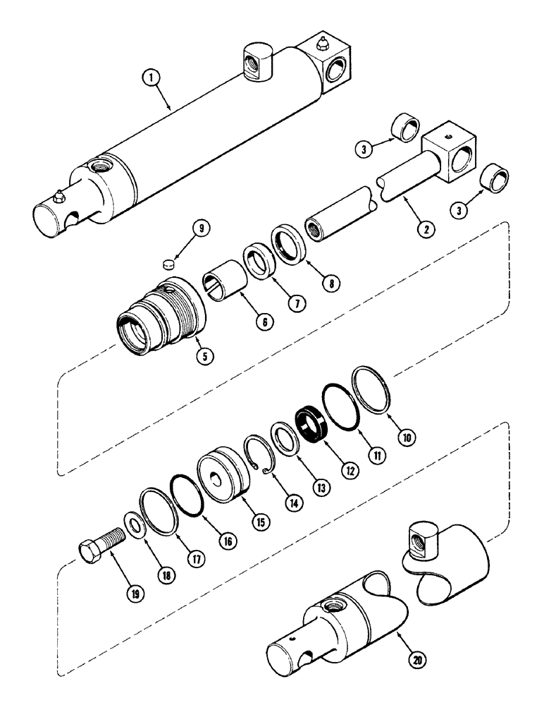 Схема запчастей Case IH 4890 - (5-154) - FRONT STEERING CYLINDER, 2-1/2" (63.5 MM) DIAMETER X 9-7/8" (250.8MM) STROKE, PIN 8860450 & AFTER (05) - STEERING