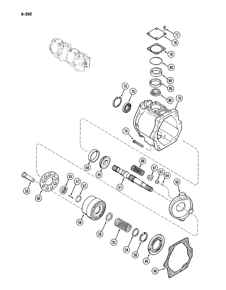 Схема запчастей Case IH 4994 - (8-292) - DUAL PISTON PUMP, REAR SECTION (CONTINUED) (08) - HYDRAULICS