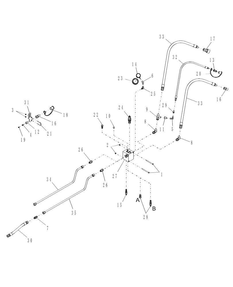 Схема запчастей Case IH DHX182 - (20.07.01[1]) - HYDRAULIC SUPPLY & RETURN, PRIOR TO PIN K01 2005 (07) - HYDRAULICS