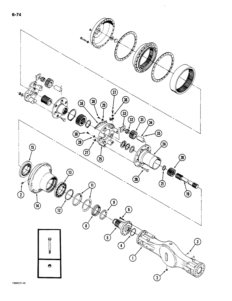 Схема запчастей Case IH STEIGER - (6-074) - AXLE ASSEMBLY, HOUSING AND WHEEL END, K598.60/70 SERIES (06) - POWER TRAIN