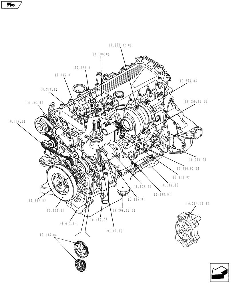 Схема запчастей Case IH F3BE0684N E916 - (10.000.01[01]) - PICTORIAL OVERVIEW 1/2 - ENGINE (5801467761) (10) - ENGINE