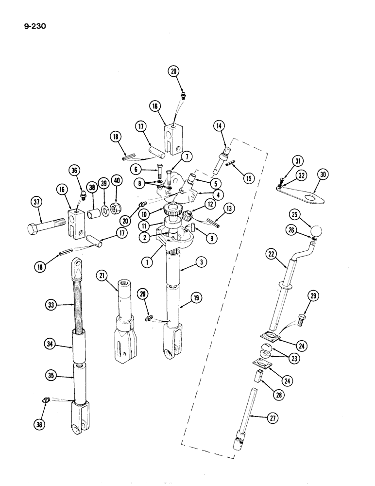 Схема запчастей Case IH 1194 - (9-230) - LEVELING LEVER AND LIFT ROD, DUAL CATEGORY LINKAGE, TRACTORS WITH CAB (09) - CHASSIS/ATTACHMENTS