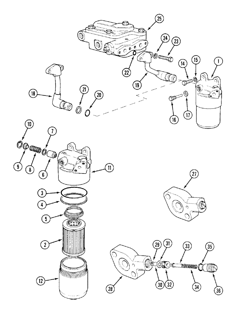 Схема запчастей Case IH 1394 - (8-316) - FILTER AND BLEED VALVE (08) - HYDRAULICS