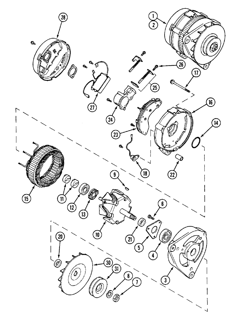 Схема запчастей Case IH 1594 - (4-74) - K302424 ALTERNATOR ASSEMBLY, ENGINES PRIOR TO P.I.N. 11468560 (04) - ELECTRICAL SYSTEMS