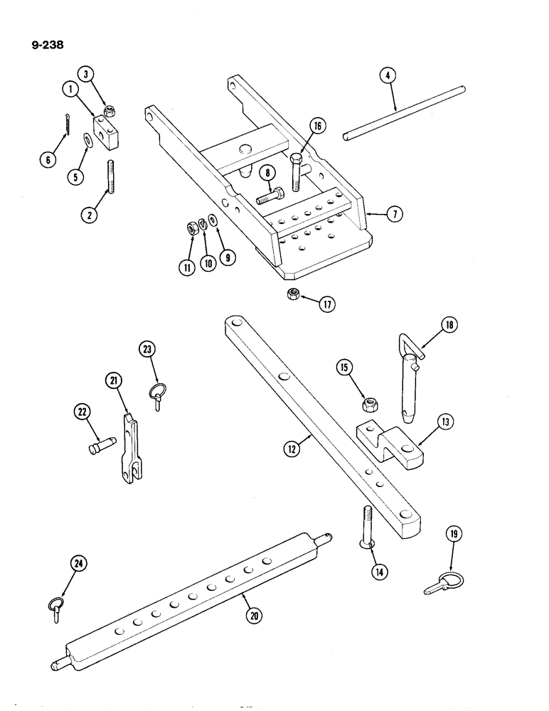 Схема запчастей Case IH 1194 - (9-238) - UNIVERSAL DRAWBAR (09) - CHASSIS/ATTACHMENTS