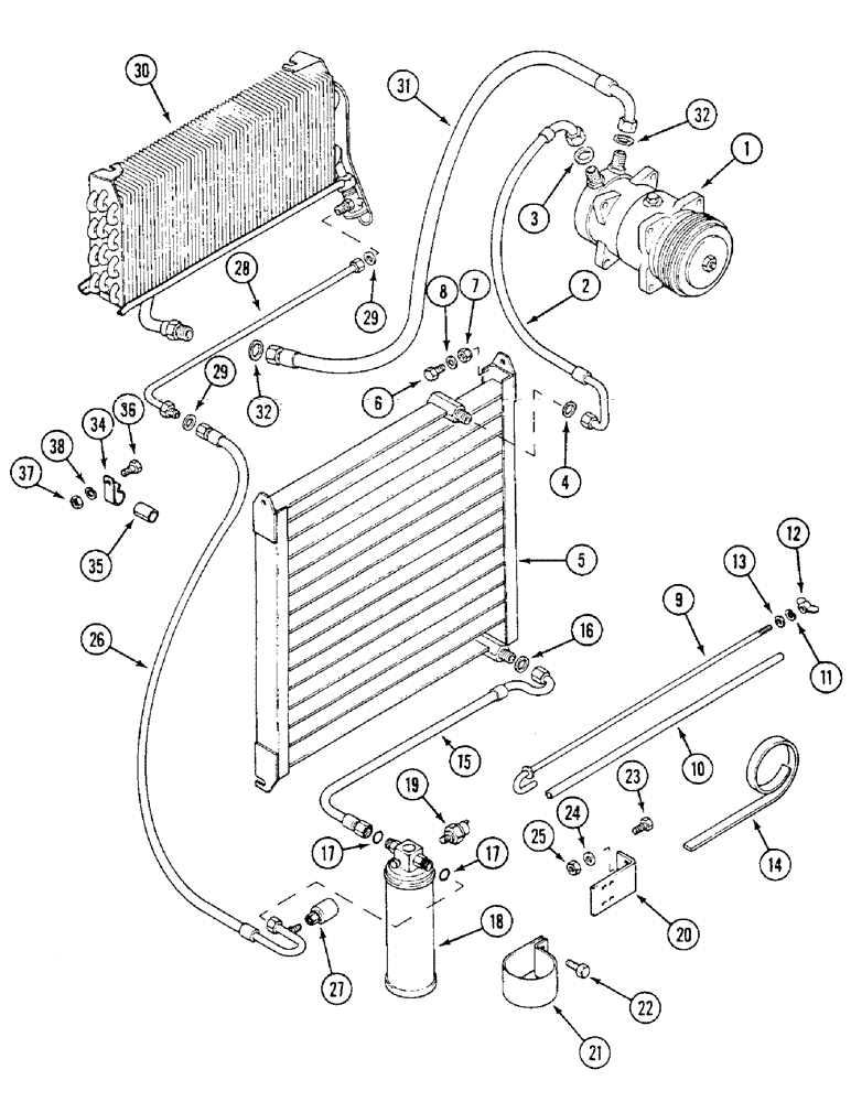 Схема запчастей Case IH 1294 - (9-362) - AIR CONDITIONING SYSTEM, TRACTORS WITH CAB (09) - CHASSIS/ATTACHMENTS