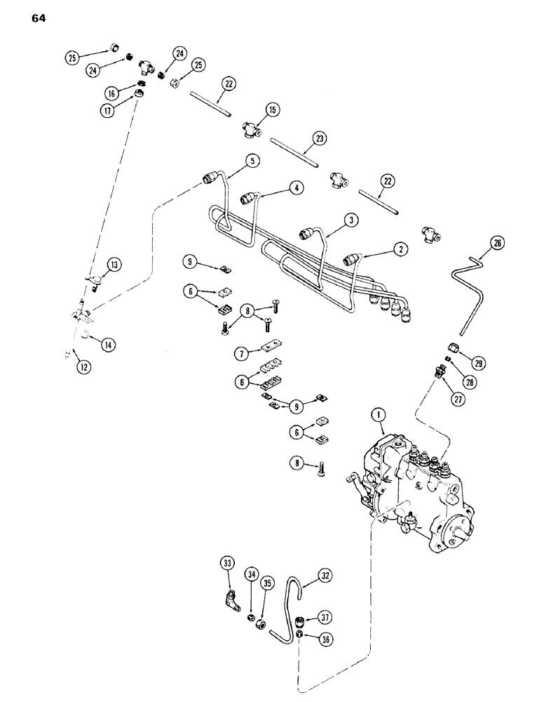 Схема запчастей Case IH 336BD - (064) - FUEL INJECTION SYSTEM, ENGINE LESS FUEL DEVICE, 336BD AND 301BD NATURALLY ASPIRATED ENGINES 