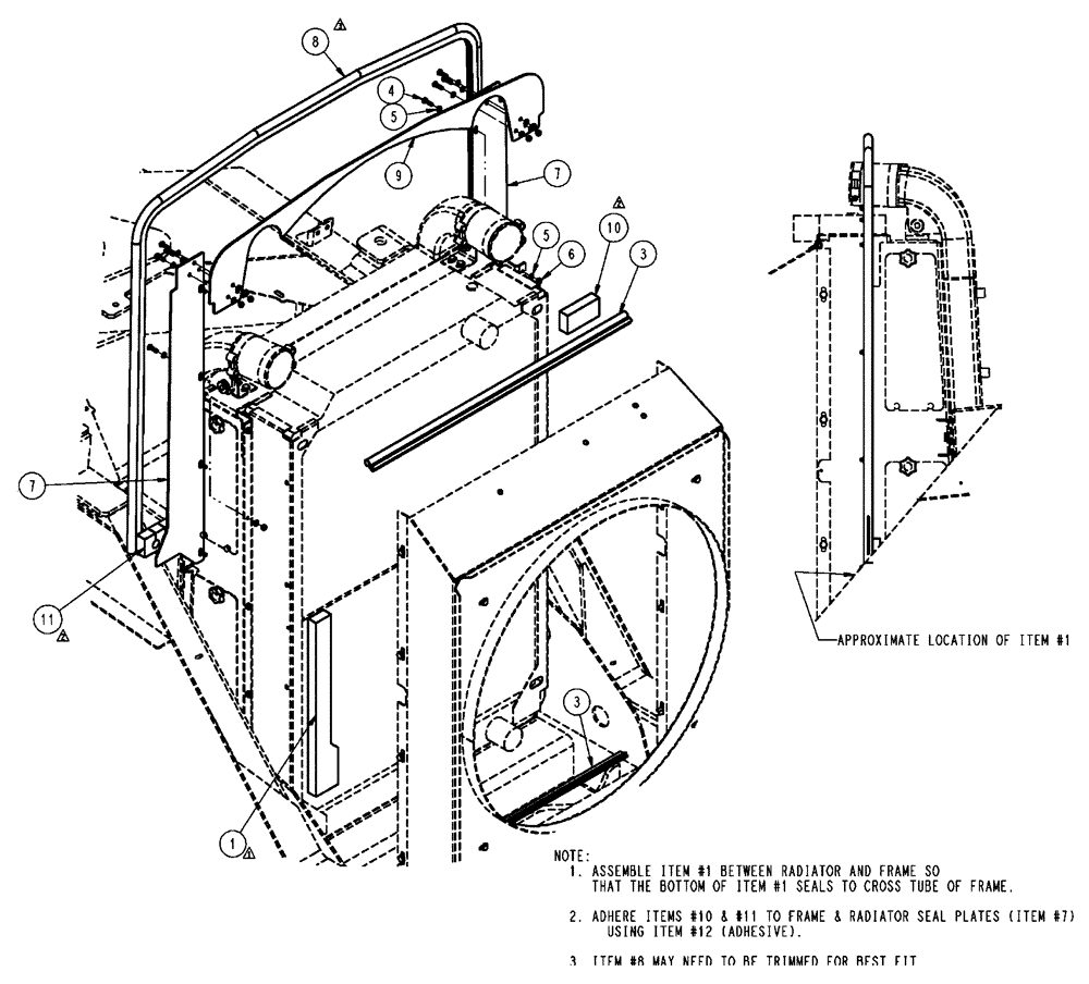 Схема запчастей Case IH FLX3510 - (04-021) - BAFFLE GROUP, SIDE RADIATOR Frame & Suspension