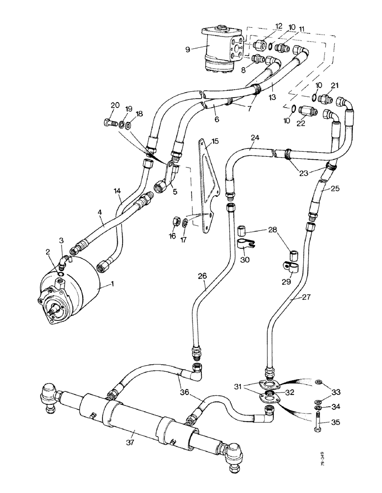 Схема запчастей Case IH 1490 - (H05-1) - STEERING SYSTEM - DAVID BROWN AXLE, MFD MODEL, HIGH PLATFORM (13) - STEERING SYSTEM