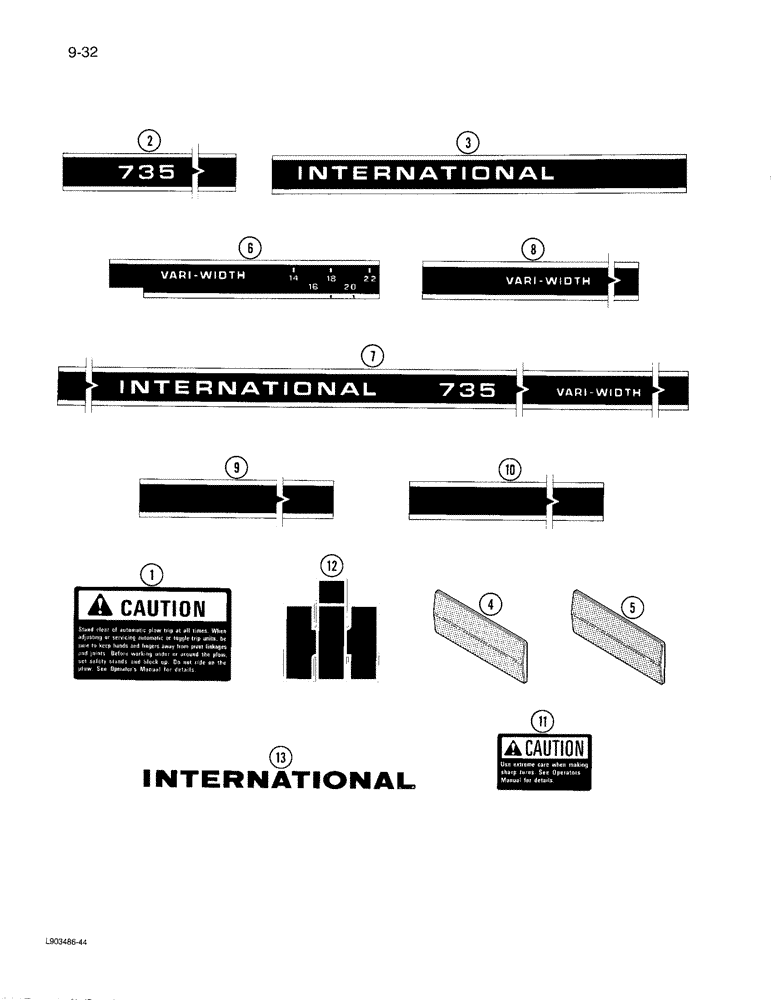 Схема запчастей Case IH 735 - (9-32) - DECALS, INTERNATIONAL 