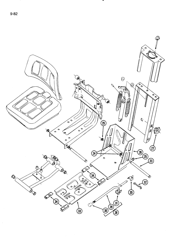 Схема запчастей Case IH 4000 - (9-82) - OPERATORS SEAT, CLOTH COVERED (09) - CHASSIS/ATTACHMENTS