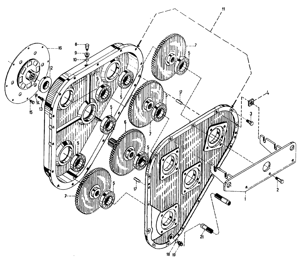 Схема запчастей Case IH 7700 - (C02[19]) - 4 HOLE GEARBOX, SERIAL # 7660 AND ONWARDS Engine & Engine Attachments