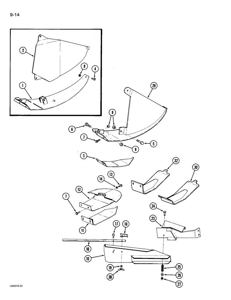 Схема запчастей Case IH 3204 - (9-14) - SHOE AND SWATH BOARD (09) - CHASSIS/ATTACHMENTS