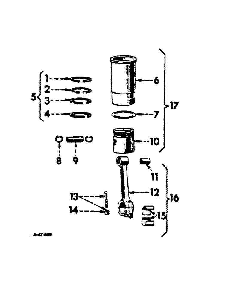 Схема запчастей Case IH C-123 - (B-08) - CONNECTING RODS, PISTONS & CYLINDER SLEEVES, EXCEPT T-4 CRAWLERS & 57 BALERS 